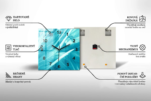 Horloge carrée en verre Oiseau de prédation