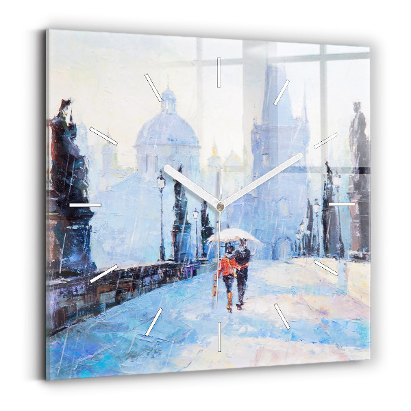 Pendule carrée en verre 'Art à l''huile'