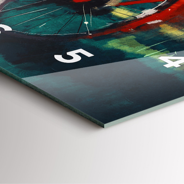 Pendule carrée en verre Vélo peint