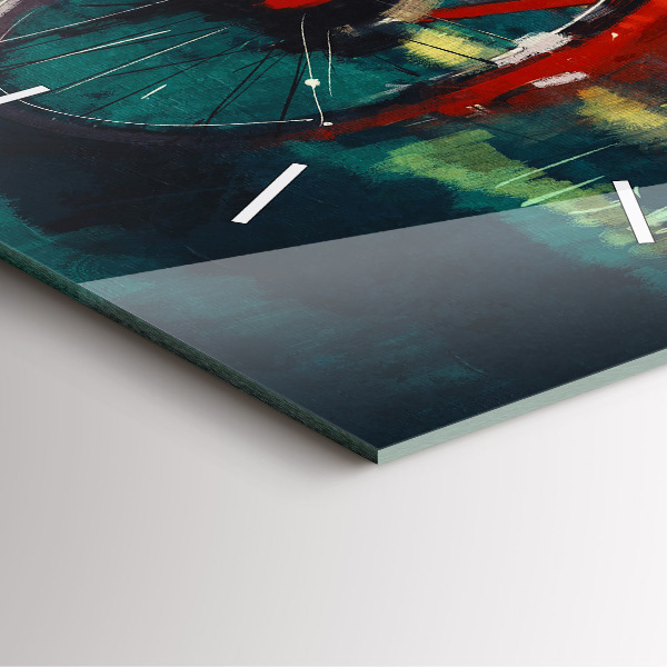 Pendule carrée en verre Vélo peint