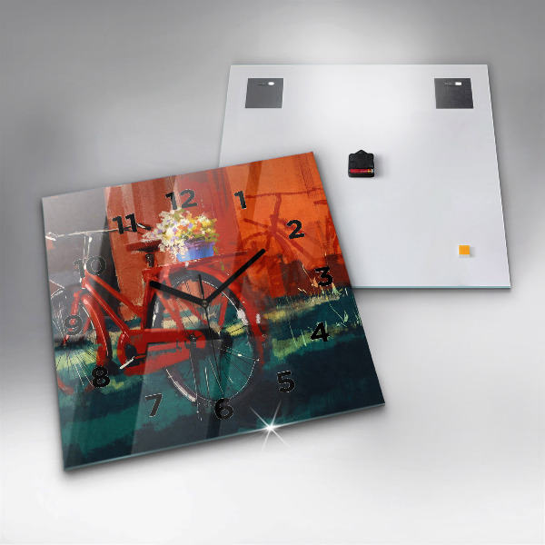 Pendule carrée en verre Vélo peint