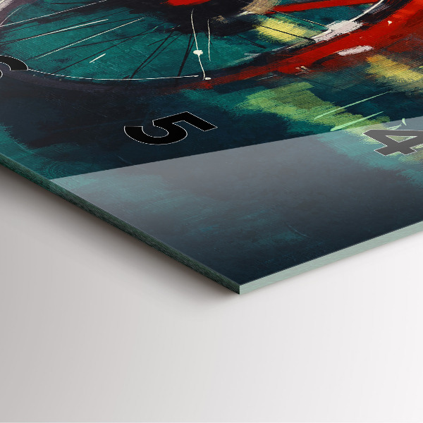 Pendule carrée en verre Vélo peint