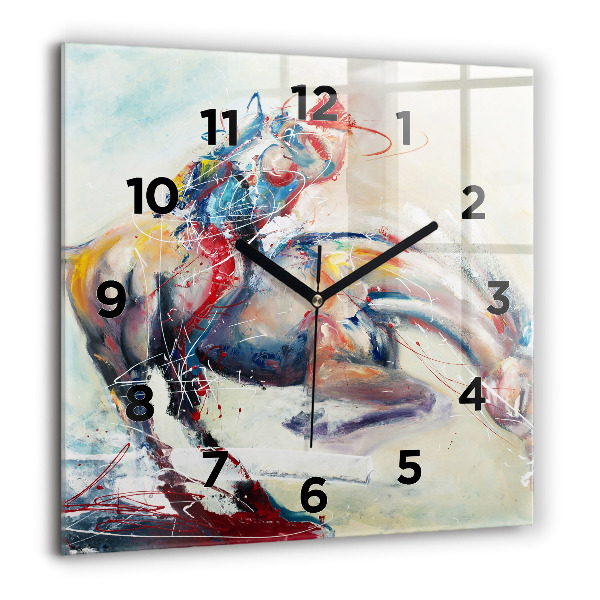 Horloge murale carrée Illustration de chevaux au galop