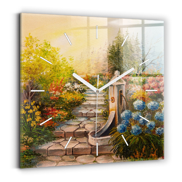 Pendule carrée en verre 'Composition de l''huile dans la forêt'