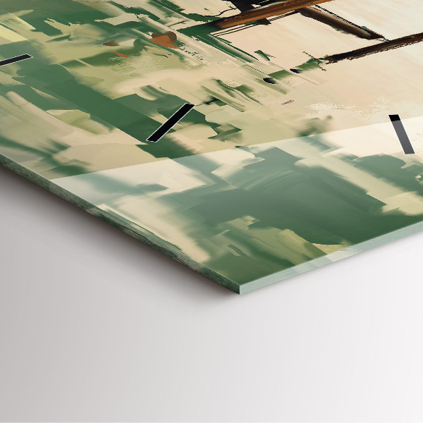 Pendule carrée en verre Bateaux de pêche dans le port