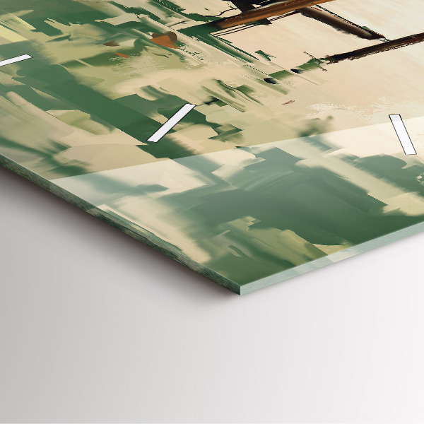 Pendule carrée en verre Bateaux de pêche dans le port