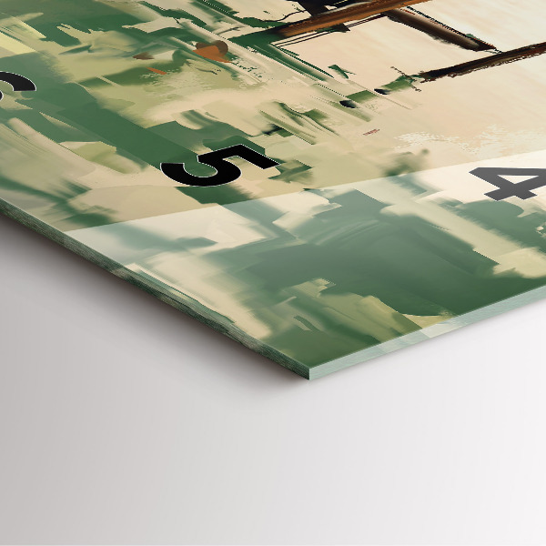 Pendule carrée en verre Bateaux de pêche dans le port