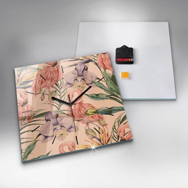 Horloge murale carrée Feuilles de palmier tropicales