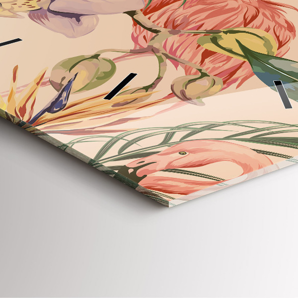 Horloge murale carrée Feuilles de palmier tropicales