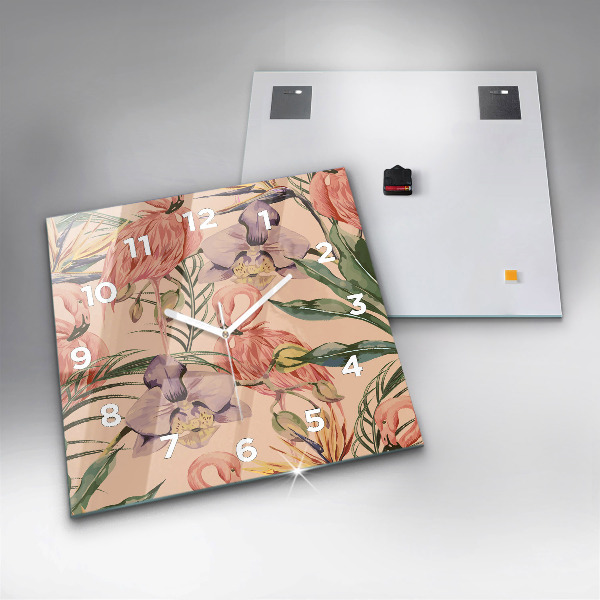 Horloge murale carrée Feuilles de palmier tropicales