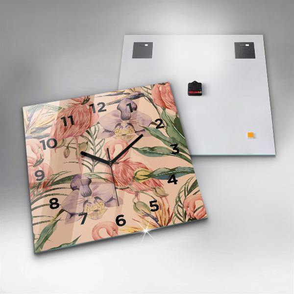 Horloge murale carrée Feuilles de palmier tropicales
