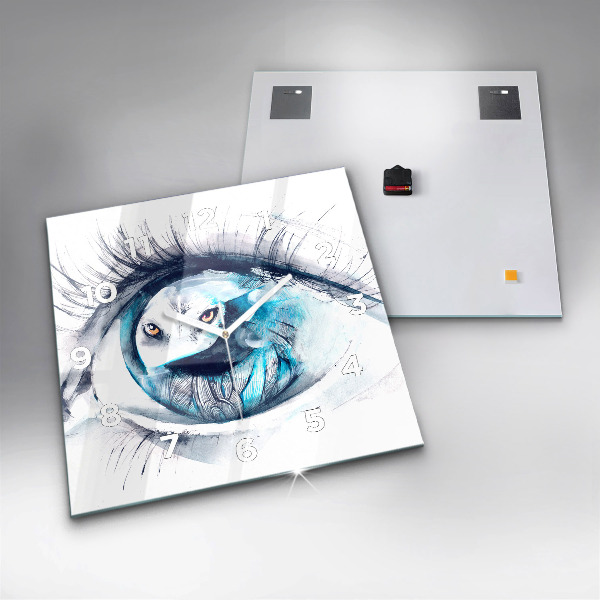 Horloge carrée en verre 'Illustration de l''œil de loup'
