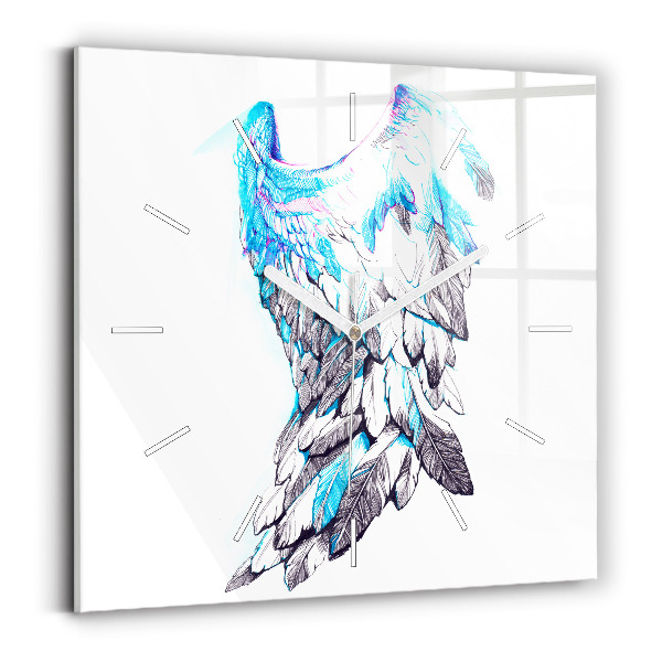 Horloge carrée en verre 'Imitation d''ailes d''oiseaux'
