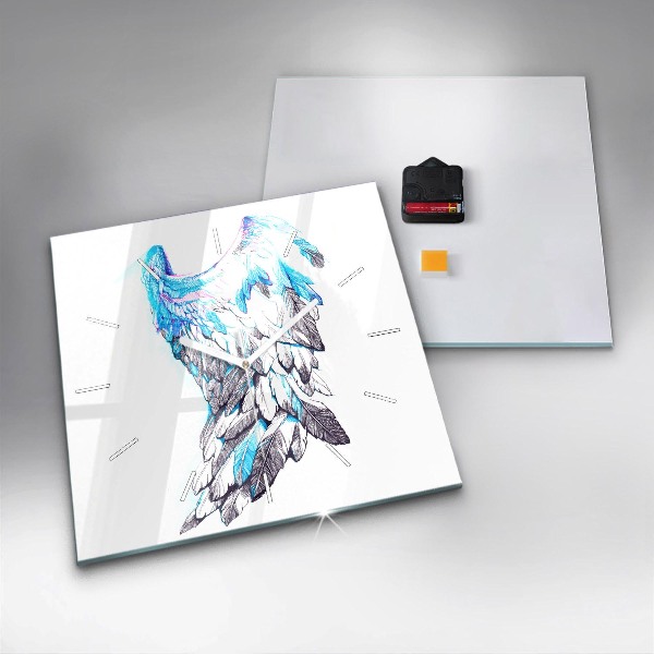 Horloge carrée en verre 'Imitation d''ailes d''oiseaux'