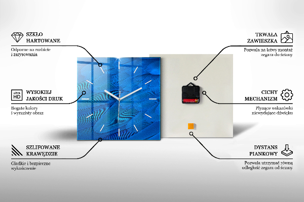 Horloge carrée en verre Profil de loup peint