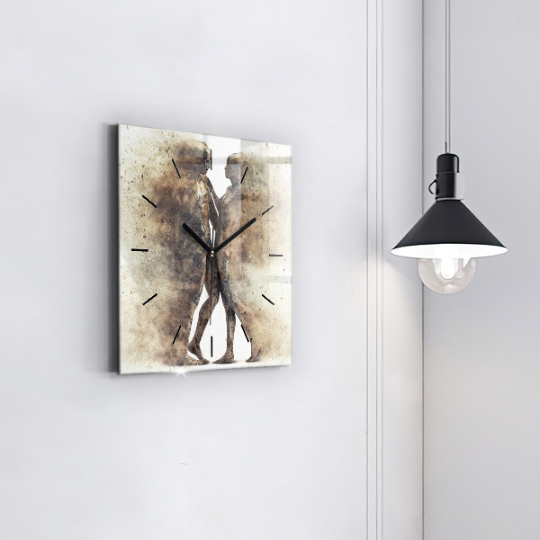 Horloge carrée en verre Personnes abstraites sable
