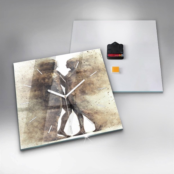 Horloge carrée en verre Personnes abstraites sable