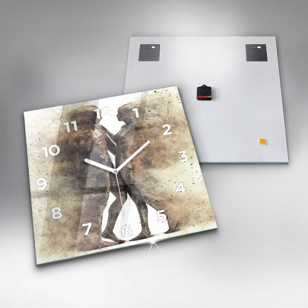 Horloge carrée en verre Personnes abstraites sable