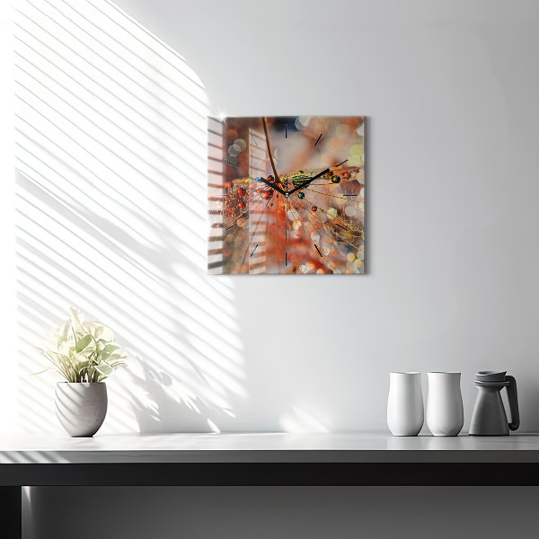 Horloge carrée en verre Pissenlit avec rosée