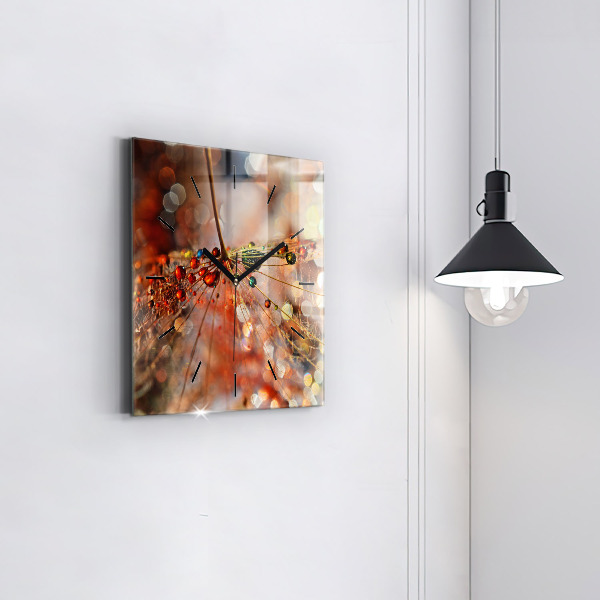 Horloge carrée en verre Pissenlit avec rosée