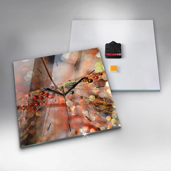 Horloge carrée en verre Pissenlit avec rosée