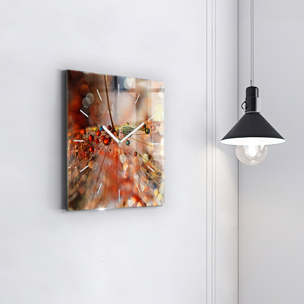 Horloge carrée en verre Pissenlit avec rosée