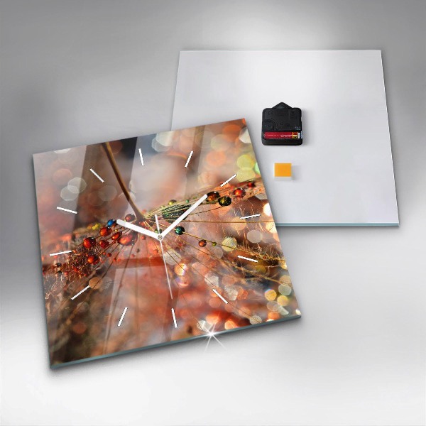 Horloge carrée en verre Pissenlit avec rosée