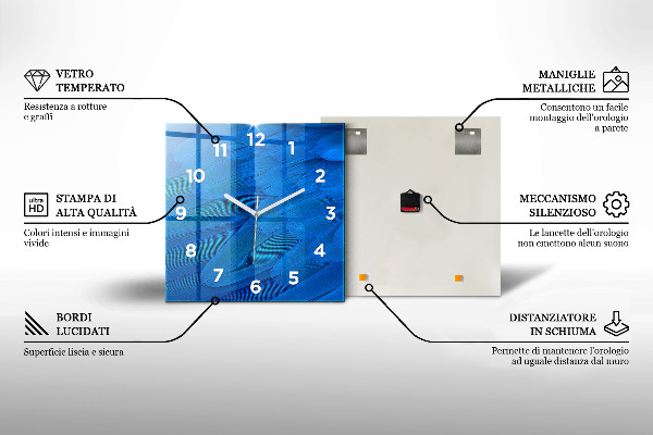 Horloge carrée en verre Pissenlit avec rosée