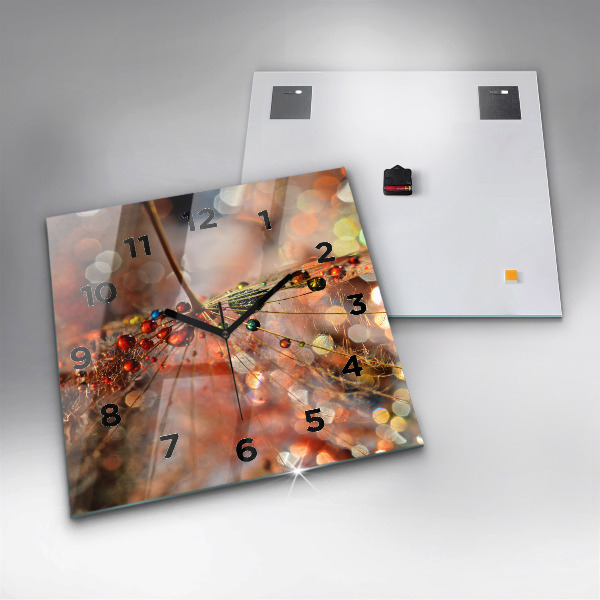 Horloge carrée en verre Pissenlit avec rosée