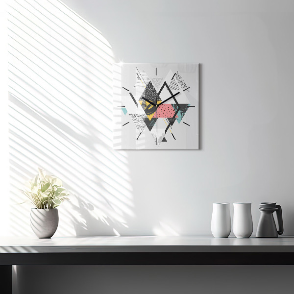 Horloge carrée en verre Motif géométrique