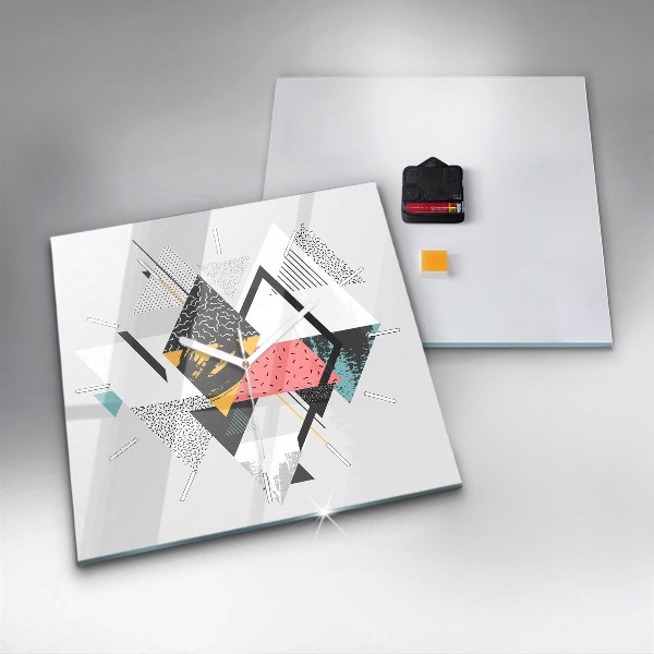 Horloge carrée en verre Motif géométrique