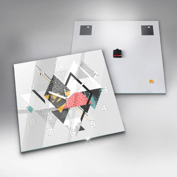 Horloge carrée en verre Motif géométrique
