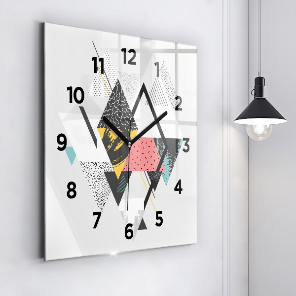 Horloge carrée en verre Motif géométrique