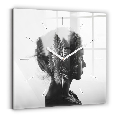 Horloge carrée en verre 'Portrait d''une femme'