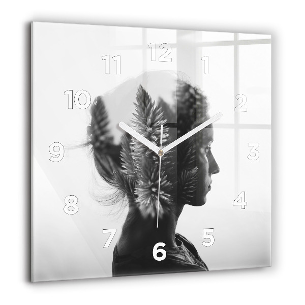Horloge carrée en verre 'Portrait d''une femme'