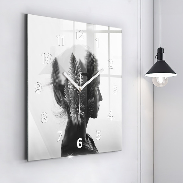 Horloge carrée en verre 'Portrait d''une femme'