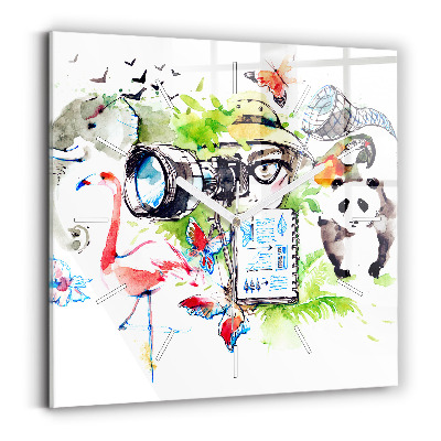 Horloge carrée en verre Zoologiste