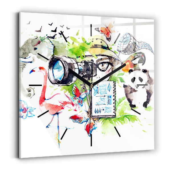 Horloge carrée en verre Zoologiste