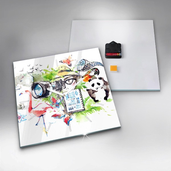 Horloge carrée en verre Zoologiste