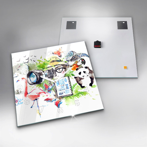 Horloge carrée en verre Zoologiste