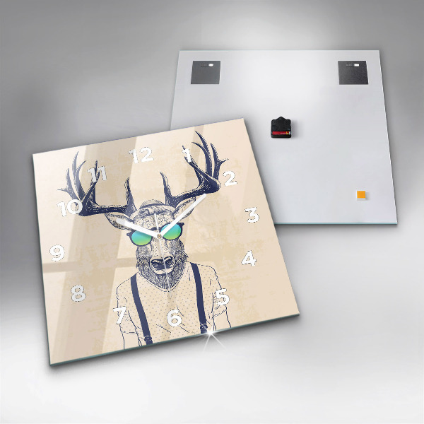 Horloge carrée en verre Cerf abstrait