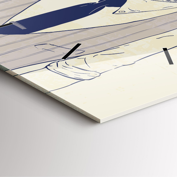 Horloge carrée en verre Homme avec une barbe