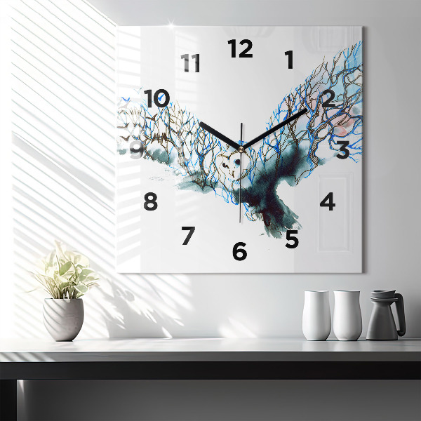 Horloge carrée en verre Liberté et nature des oiseaux