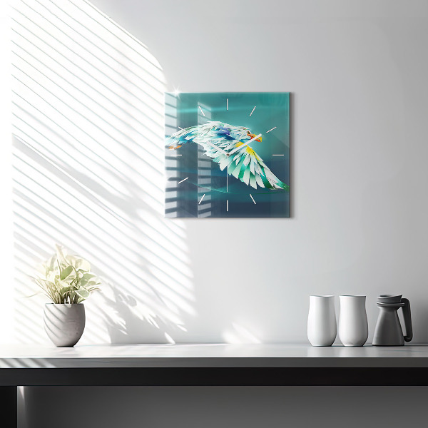 Horloge carrée en verre 'Image d''un aigle en vol'