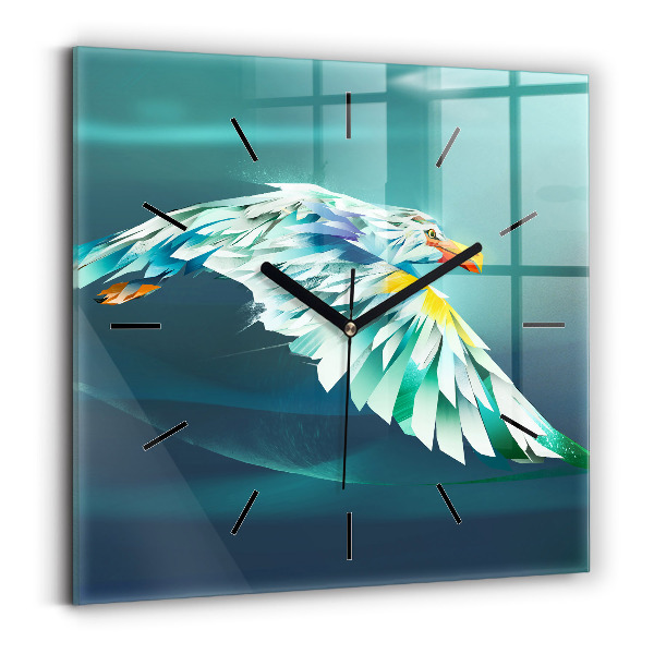 Horloge carrée en verre 'Image d''un aigle en vol'
