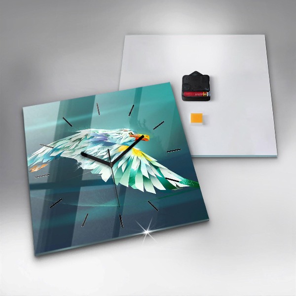 Horloge carrée en verre 'Image d''un aigle en vol'
