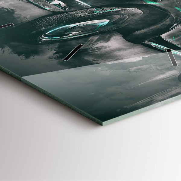 Horloge carrée en verre Voiture de la vieille école