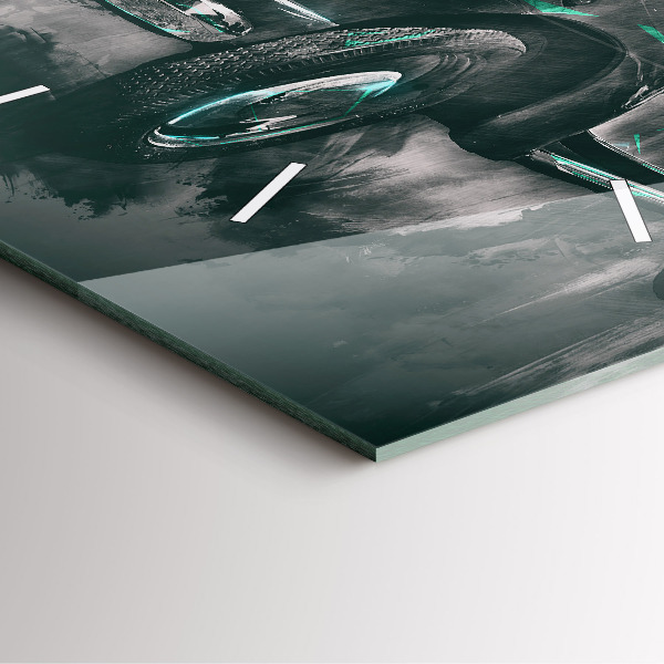 Horloge carrée en verre Voiture de la vieille école