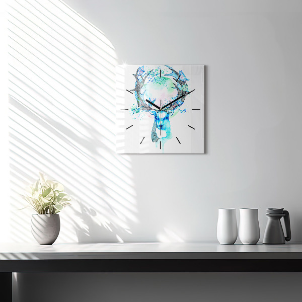 Horloge carrée en verre Illustration de cerf