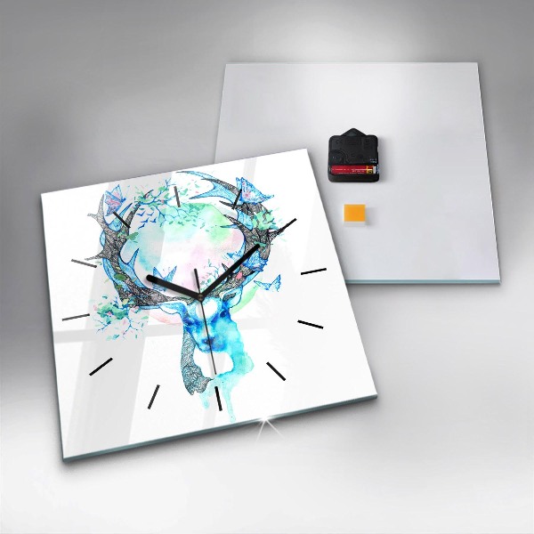Horloge carrée en verre Illustration de cerf